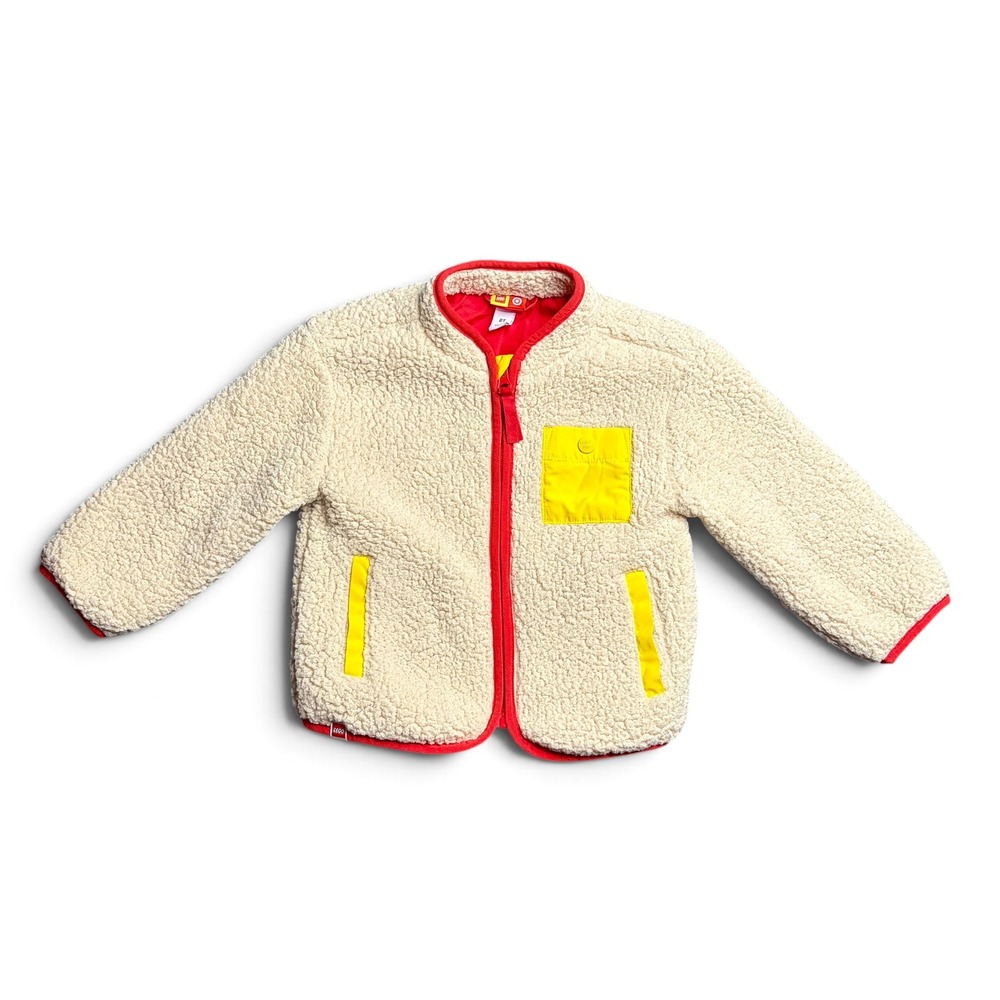 LEGO x Target Kids Sherpa Fleece Zip Up Jacket Cream Red Yellow 2T 251180430